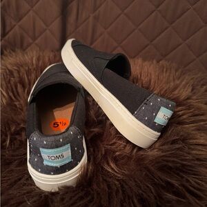 TOMS Dark Canvas Slip-Ons with White Soles